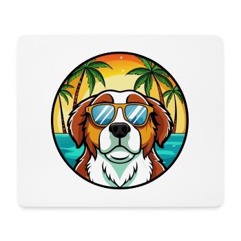 Bernhardiner Hunderasse Cartoon Sonnenbrille Strand - Mousepad (Querformat) - Weiß - Vorne