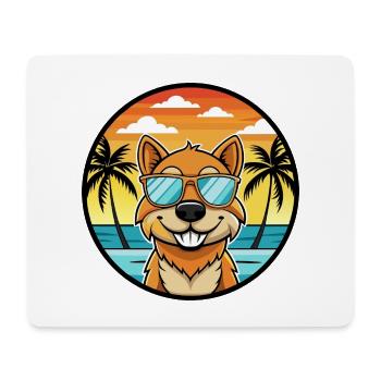 Saarlooswolfhond Dog Breed Cartoon Sunglass Beach - Mouse Pad (horizontal) - white - Front