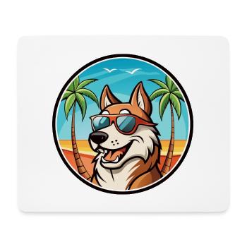 Russischer Jagdhund Rasse Cartoon Sonnenbrille Strand - Mousepad (Querformat) - Weiß - Vorne