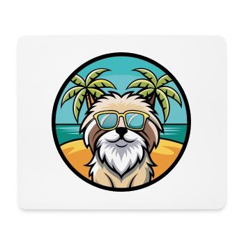Pyrenäen-Schäferhund-Rasse Cartoon-Sonnenbrille Strand - Mousepad (Querformat) - Weiß - Vorne