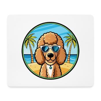 Pudel Hund Rasse Cartoon Sonnenbrille Strand - Mousepad (Querformat) - Weiß - Vorne