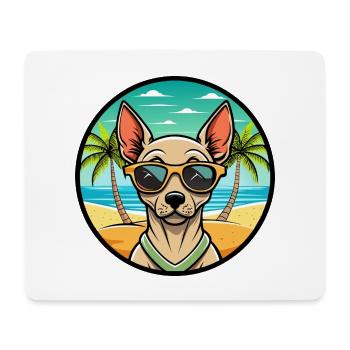 Peruanische haarlose Hunderasse Cartoon Sonnenbrille Strand - Mousepad (Querformat) - Weiß - Vorne