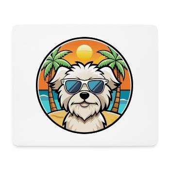Malteser Hund Rasse Cartoon Sonnenbrille Strand - Mousepad (Querformat) - Weiß - Vorne