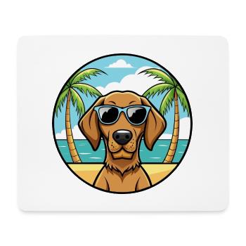 Drahthaar Vizsla Hund Rasse Cartoon Sonnenbrille Strand - Mousepad (Querformat) - Weiß - Vorne