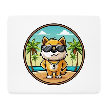 Milieu Asiatique Ovtcharka Chien Race Dessin Animé Plage - Tapis de souris (format paysage) - blanc - Devant