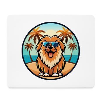 Leonberger Chien Race Dessin Animé Lunettes de Soleil Plage - Tapis de souris (format paysage) - blanc - Devant