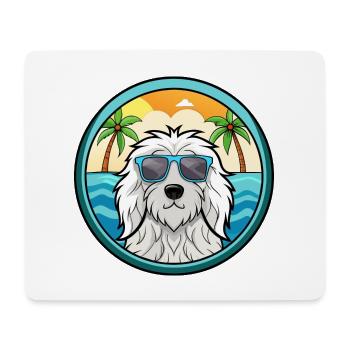 Komondor Hunderasse Cartoon Sonnenbrille Strand - Mousepad (Querformat) - Weiß - Vorne