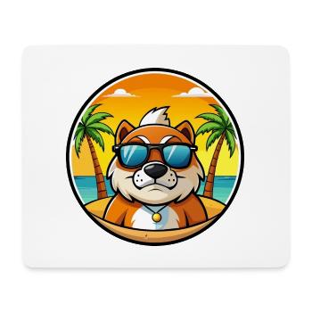Moskau Watchdog Rasse Cartoon Sonnenbrille Strand - Mousepad (Querformat) - Weiß - Vorne