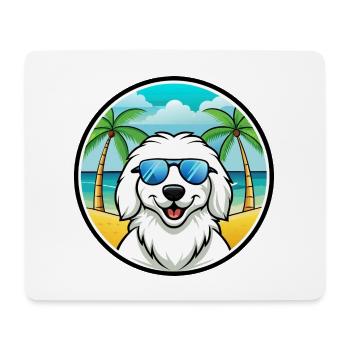 Große Pyrenäen Hunderasse Cartoon Sonnenbrille Strand - Mousepad (Querformat) - Weiß - Vorne