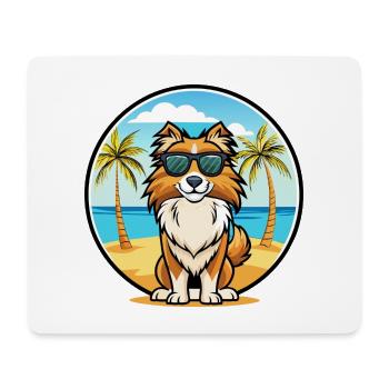 Berger anglais Chien Race Dessin Animé Lunettes De Soleil Plage - Tapis de souris (format paysage) - blanc - Devant