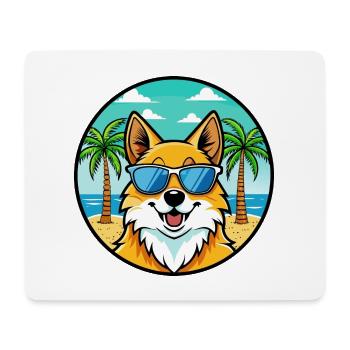 Deutscher Spitz Hund Rasse Cartoon Sonnenbrille Strand - Mousepad (Querformat) - Weiß - Vorne