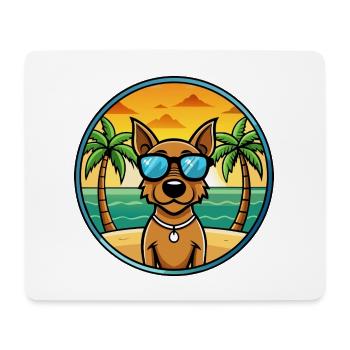 Jagdterrier Hunderasse Cartoon Sonnenbrille Strand - Mousepad (Querformat) - Weiß - Vorne