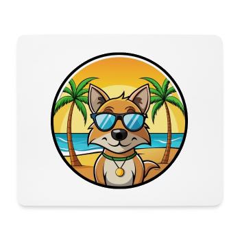 Indischer Paria Hund Rasse Cartoon Sonnenbrille Strand - Mousepad (Querformat) - Weiß - Vorne
