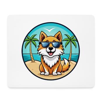Isländischer Schäferhund Rasse Cartoon Sonnenbrille Strand - Mousepad (Querformat) - Weiß - Vorne