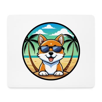 Hokkaido Dog Breed Cartoon Sunglasses Beach - Mouse Pad (horizontal) - white - Front