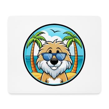 Frisian Water Dog Breed Cartoon Sunglasses Beach - Mouse Pad (horizontal) - white - Front