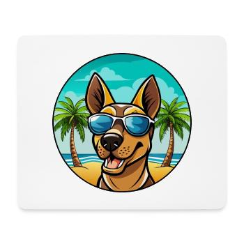 Finnischer Jagdhund Rasse Cartoon Sonnenbrille Strand - Mousepad (Querformat) - Weiß - Vorne