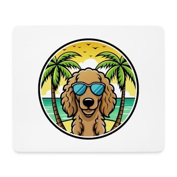 Curly Coated Retriever Dog Breed Cartoon Beach - Mouse Pad (horizontal) - white - Front