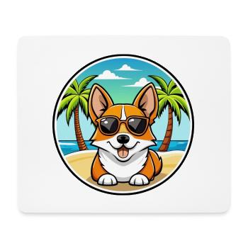 Corgi Hund Rasse Cartoon Sonnenbrille Strand - Mousepad (Querformat) - Weiß - Vorne