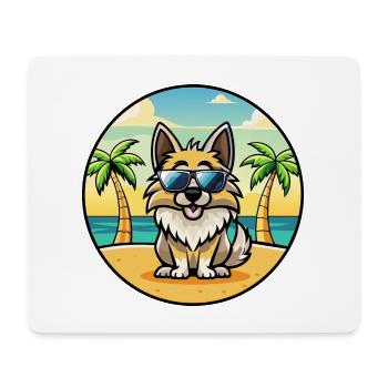 Kroatische Schäferhundrasse Cartoon Sonnenbrille Strand - Mousepad (Querformat) - Weiß - Vorne