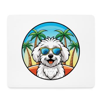 Bichon Frise Hunderasse Cartoon Sonnenbrille Strand - Mousepad (Querformat) - Weiß - Vorne