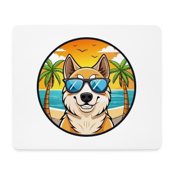 Central Asian Shepherd Dog Breed Cartoon Beach - Mouse Pad (horizontal) - white - Front