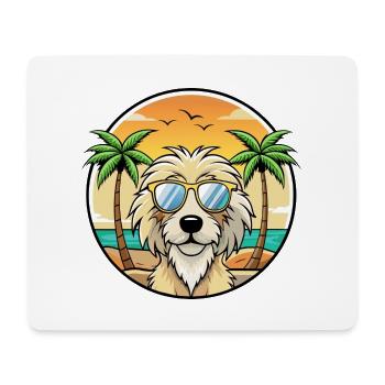 Catalan Sheepdog Breed Cartoon Sunglasses Beach - Mouse Pad (horizontal) - white - Front
