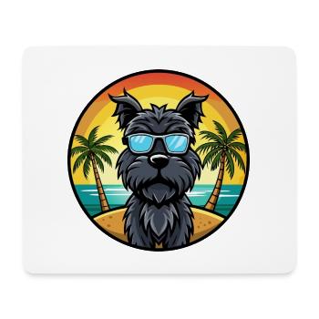 Schwarze russische Terrier Hunderasse Cartoon Sonnenbrille - Mousepad (Querformat) - Weiß - Vorne