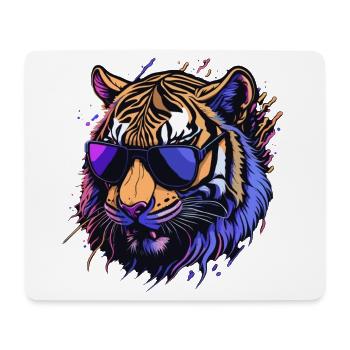 Cooler Retro-Tigerkopf - Mousepad (Querformat) - Weiß - Vorne