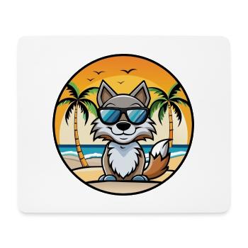 Wolf Lustige Cartoon Sommer Strand Sonnenbrille Aufkleber - Mousepad (Querformat) - Weiß - Vorne