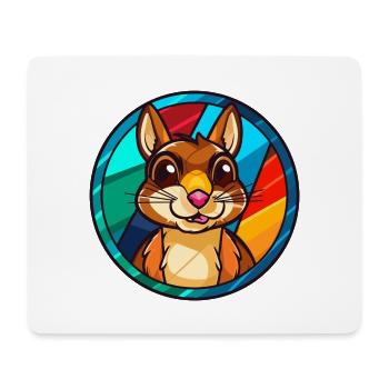 Chipmunk Buntglas Bunte Karikatur Kawaii Ani - Mousepad (Querformat) - Weiß - Vorne
