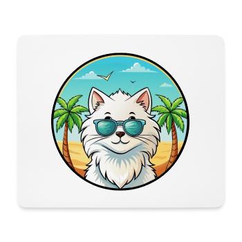 Weiße Langhaarkatze Persische Katze Rasse Cartoon Strand - Mousepad (Querformat) - Weiß - Vorne