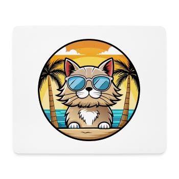 Selkirk Rex Cat Breed Cartoon Lunettes de soleil Beach - Tapis de souris (format paysage) - blanc - Devant