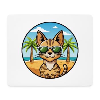 Savannah Katzenrasse Cartoon Sonnenbrille Strand - Mousepad (Querformat) - Weiß - Vorne