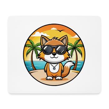 Foldex Katzenrasse Cartoon Sonnenbrille Strand - Mousepad (Querformat) - Weiß - Vorne