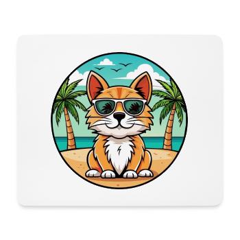 Lunettes de soleil de dessin animé de race de chat à poil long allemand plage - Tapis de souris (format paysage) - blanc - Devant