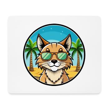 Eurasian Lynx Cat Breed Cartoon Lunettes de soleil Beach - Tapis de souris (format paysage) - blanc - Devant