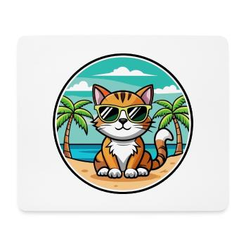 Amerikanische Bobtail Katzenrasse Cartoon Sonnenbrille Strand - Mousepad (Querformat) - Weiß - Vorne