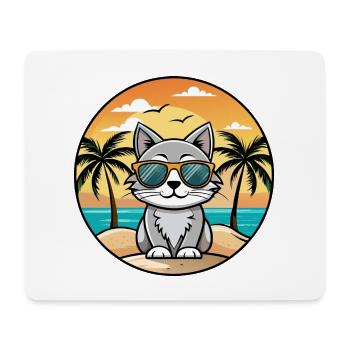 American Curl Katzenrasse Cartoon Sonnenbrille Strand - Mousepad (Querformat) - Weiß - Vorne