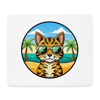 Bengalische Katzenrasse Cartoon Sonnenbrille Strand - Mousepad (Querformat) - Weiß - Vorne