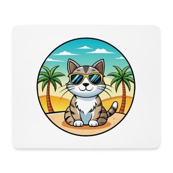 American Wirehair Cat Breed Cartoon Sunglass Beach - Mouse Pad (horizontal) - white - Front