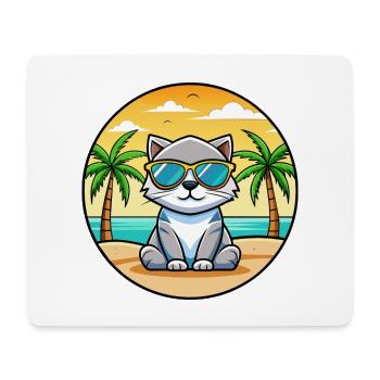 Schottische Falte Katzenrasse Cartoon Sonnenbrille Strand - Mousepad (Querformat) - Weiß - Vorne