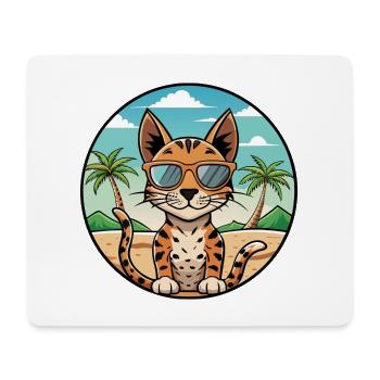Savannah Katzenrasse Cartoon Sonnenbrille Strand - Mousepad (Querformat) - Weiß - Vorne
