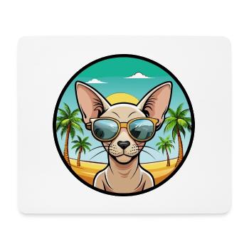 Peterbald Katzenrasse Cartoon Sonnenbrille Strand - Mousepad (Querformat) - Weiß - Vorne