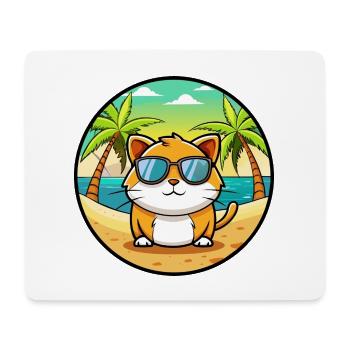 Hosico Katzenrasse Cartoon Sonnenbrille Strand - Mousepad (Querformat) - Weiß - Vorne