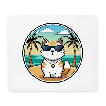 Japanische Bobtail Katzenrasse Cartoon Sonnenbrille Strand - Mousepad (Querformat) - Weiß - Vorne