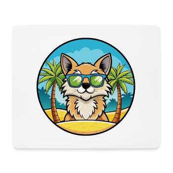 Lunettes de soleil de dessin animé de race de chat à poil long allemand plage - Tapis de souris (format paysage) - blanc - Devant