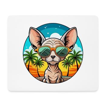 Devon Rex Katzenrasse Cartoon Sonnenbrille Strand - Mousepad (Querformat) - Weiß - Vorne