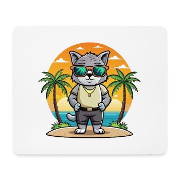 Britische Falte Kurzhaar Katzenrasse Cartoon Strand - Mousepad (Querformat) - Weiß - Vorne