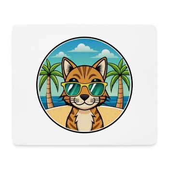 Bengalische Katzenrasse Cartoon Sonnenbrille Strand - Mousepad (Querformat) - Weiß - Vorne